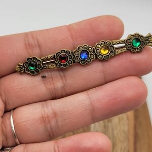 Floral Gemstone Brooch with Multicolor Accents Brooch